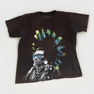 Rook Graphic Tee XXL Black Native Chief Headdress Streetwear Skate Y2K 25x28